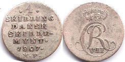 mynt Danmark 4 skilling 1807