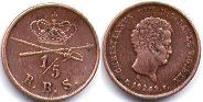 mynt Danmark 1/5 skilling 1842