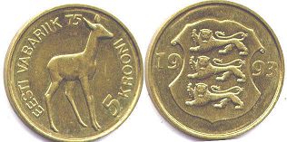 coin Estonia 5 krooni 1993
