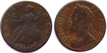 coin UK old coin half penny 1742