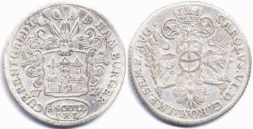 coin Hamburg 8 schilling 1727
