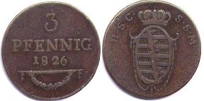 Münze Sachsen-Coburg-Saalfeld 3 pfennig 1826