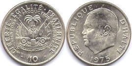 piece Haiti 10 centimes 1975