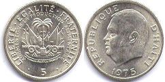 piece Haiti 5 centimes 1975