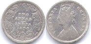 coin British India 2 annas 1890 Victoria queen