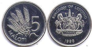 coin Lesotho 5 maloti 1998