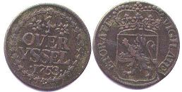 coin Overijssel 1 duit 1753