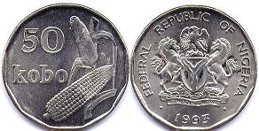 coin Nigeria 50 kobo 1993