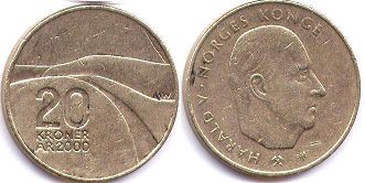 mynt Norge 20 kroner 2000