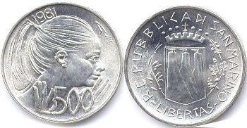 coin San Marino 500 lire 1981