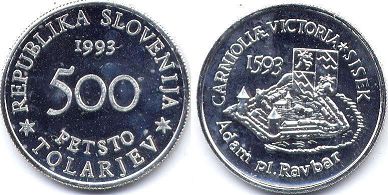 coin Slovenia 500 tolarjev 1993