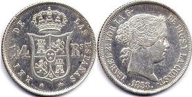 moneda España plata 4 reales 1858