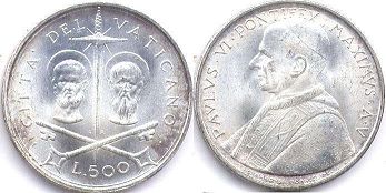 coin Vatican 500 lire 1967