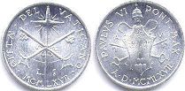 coin Vatican 1 lira 1967