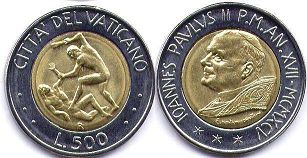 moneta Vatican 500 lire 1995