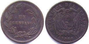 coin Ecuador1 centavo 1890