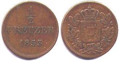 Münze Bayern 1/2 Kreuzer 1853