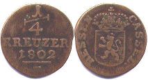 Münze Hessen-Kassel 1/4 kreuzer 1802
