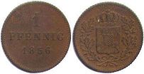 Münze Bayern 1 Pfennig 1856