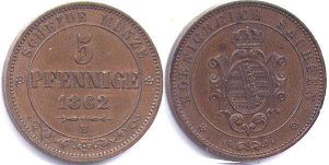 coin Saxony 5 pfennig 1862