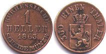 Münze Hessen-Kassel 1 heller 1863