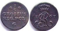 coin Poland half groschen 1767