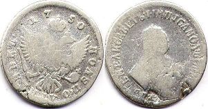 coin Russia 25 kopeks 1750