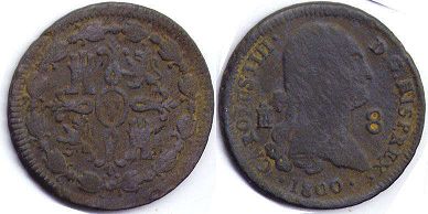 coin Spain 8 maravedis 1800