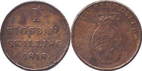 mynt Danmark 1 skilling 1818