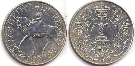 Münze Großbritannien 25 new pence 1977