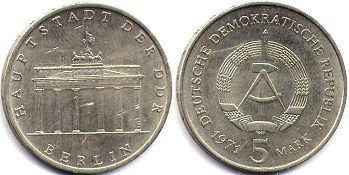 coin East Germany 5 mark 1971