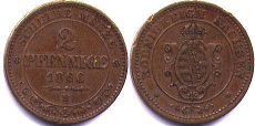 coin Saxony 2 pfennig 1866