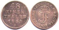 coin Mecklenburg-Schwerin 1/48 taler 1858