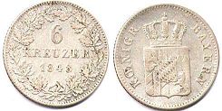 Münze Bayern 6 kreuzer 1848
