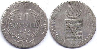 Münze Sachsen-Coburg-Gotha 20 Kreuzer 1828