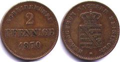 coin Saxe-Meiningen 2 pfennig 1870