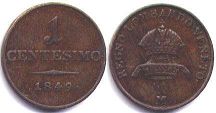 coin Lombardy-Venetia 1 centesimo 1849