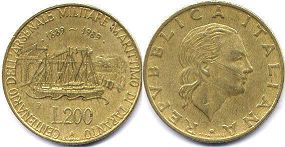 coin Italy 200 lire 1989