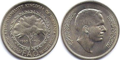 coin Jordan 1/4 dinar 1969
