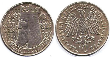 coin Poland 10 zlotych 1964