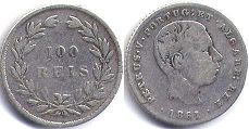 coin Portugal 100 reis 1861