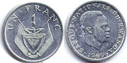 coin Rwanda 1 franc 1969