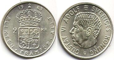 mynt Sverige 2 kronor 1963