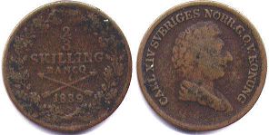 mynt Sverige 2/3 skilling 1839