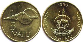 coin Vanuatu 5 vatu 1990 