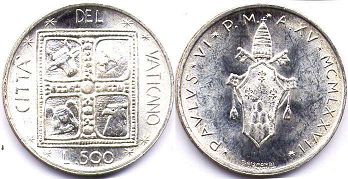 moneta Vatican 500 lire 1977