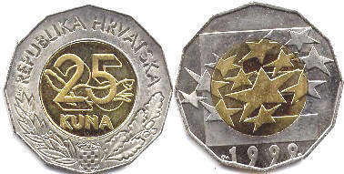 kovanica Croatia 25 kuna 1999