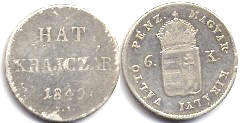 coin Hungary 6 krajczar 1849