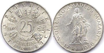Münze Österreich 25 schilling 1956