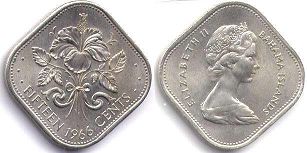 coin Bahamas 15 cents 1966